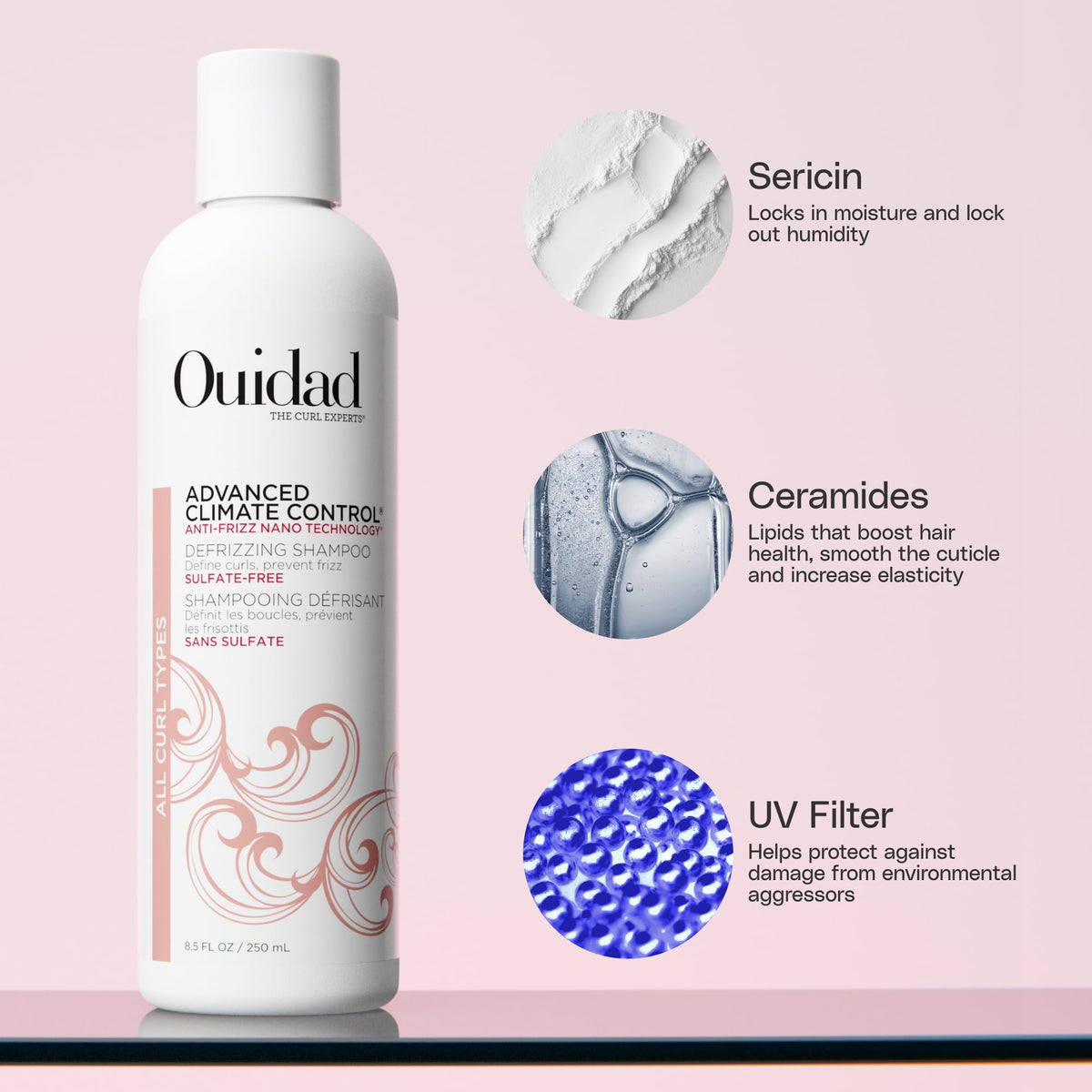 Ouidad shampoo pump top for easy, mess-free daily use