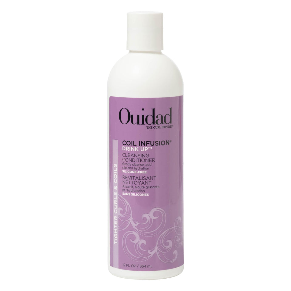 Ouidad Coil Infusion Drink Up bottle front shows hydrating, curl-softening formula