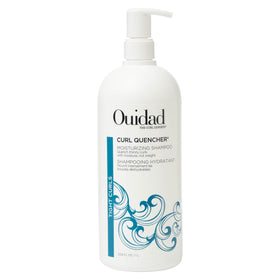 Ouidad Curl Quencher shampoo bottle front showing nourishing care for defined curls.