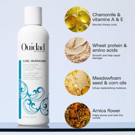 Ouidad Curl Quencher smoothing hair texture for soft, hydrated curls