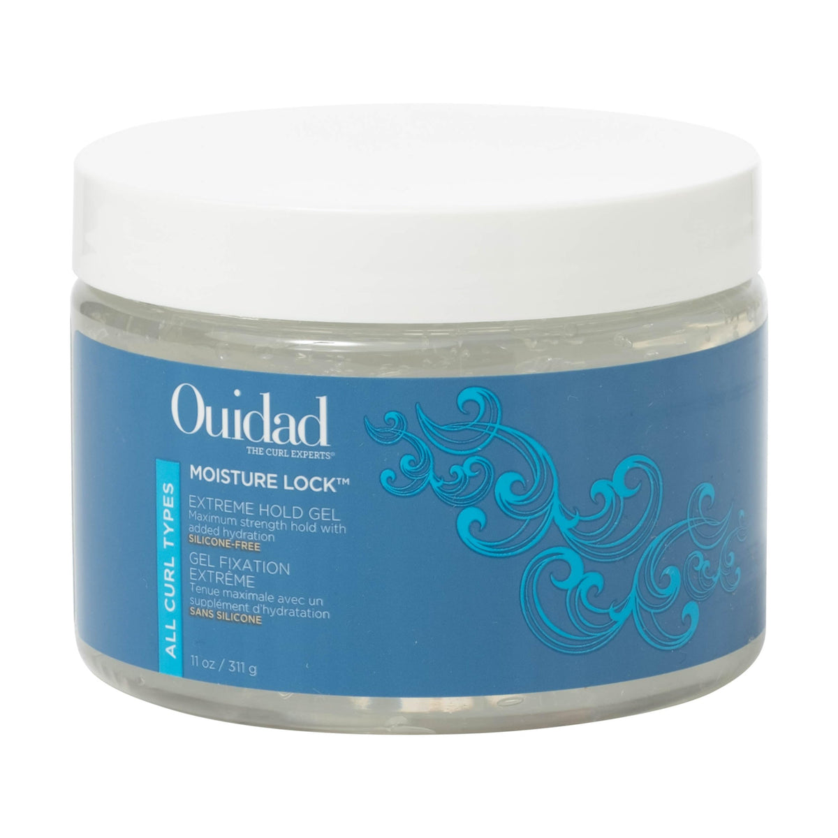 Ouidad Moisture Lock Extreme Hold Gel bottle with hydrating, strong hold for all curls