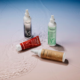 Ouidad No Sweat Post-Workout Mist application demonstrates easy, no-rinse use.