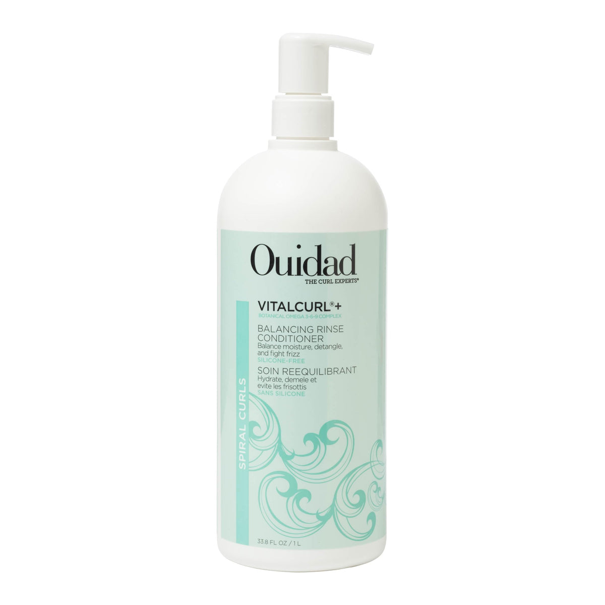 Ouidad VitalCurl+ Balancing Rinse bottle front showing lightweight curl hydration