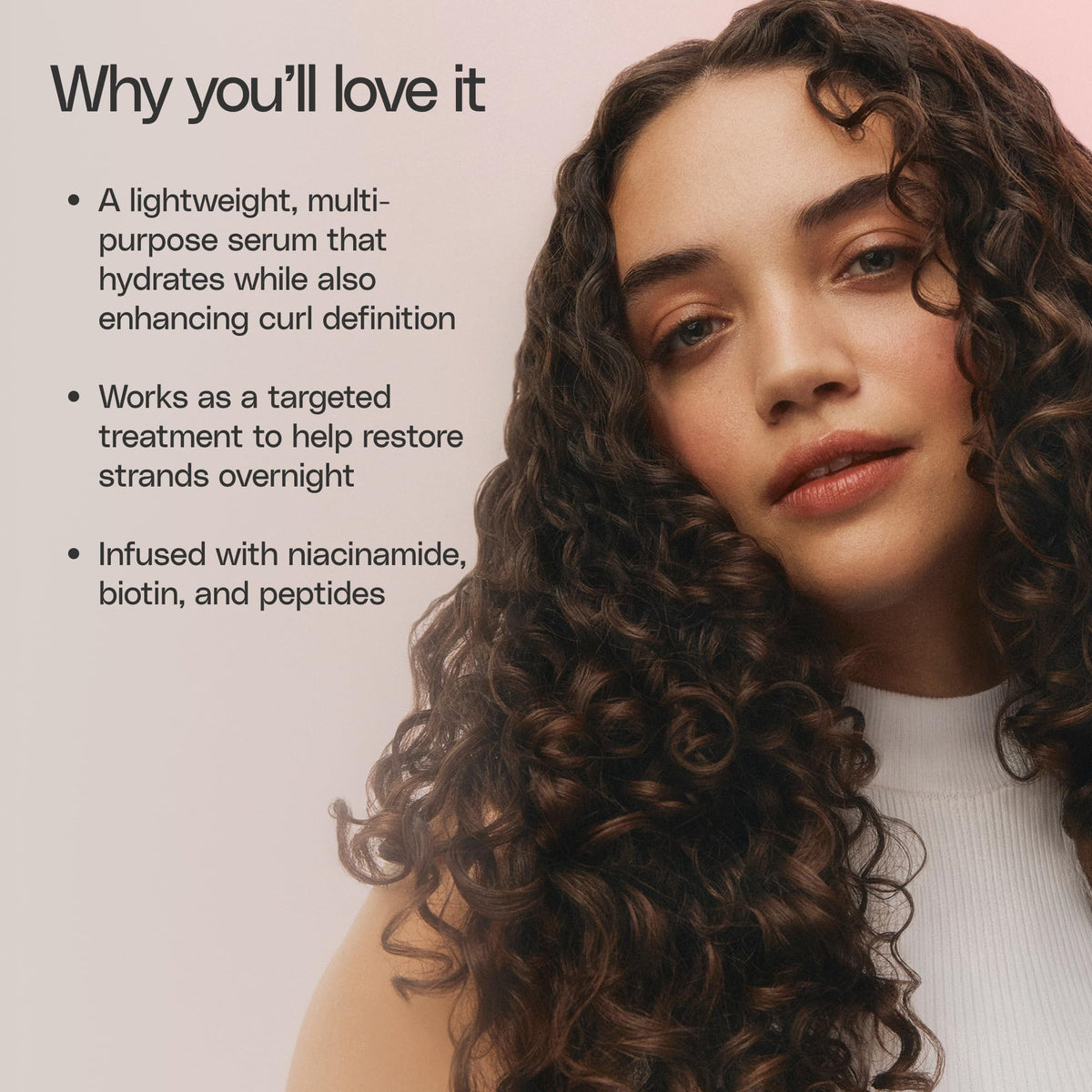 Frizz control scene with Ouidad VitalCurl+ showing sleek curls throughout the day