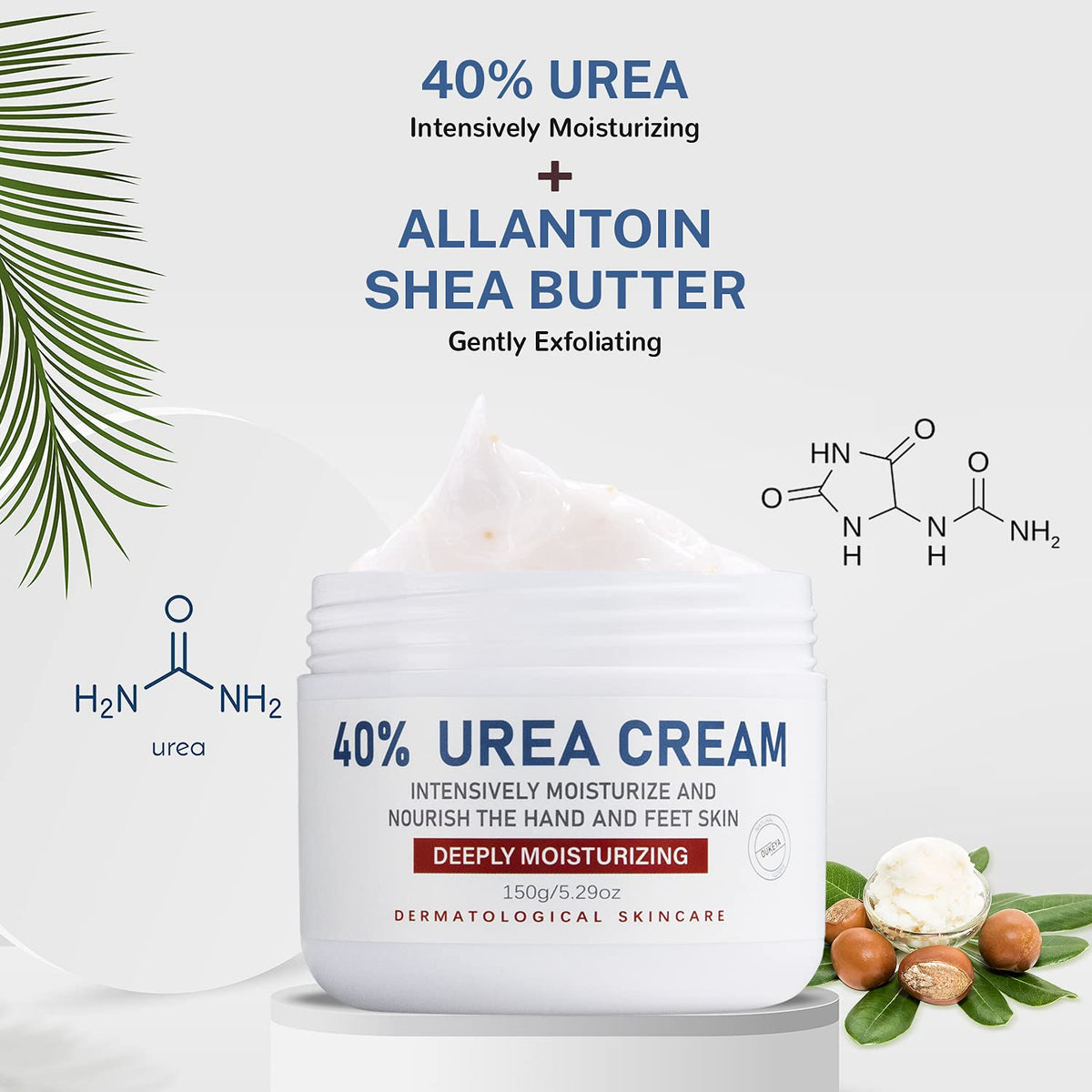 OUKEYA 40% urea cream softens feet for smooth heels.