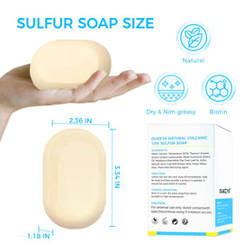 OUKEYA sulfur soap bar packaging seal indicating quality testing.
