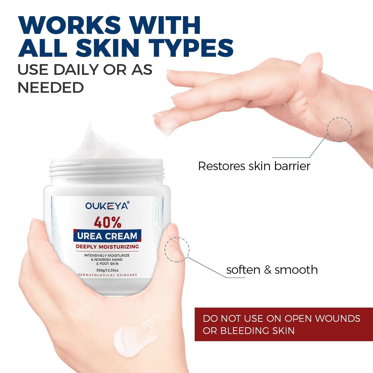 OUKEYA Urea Cream 40% ingredients glycerin avocado for hydration