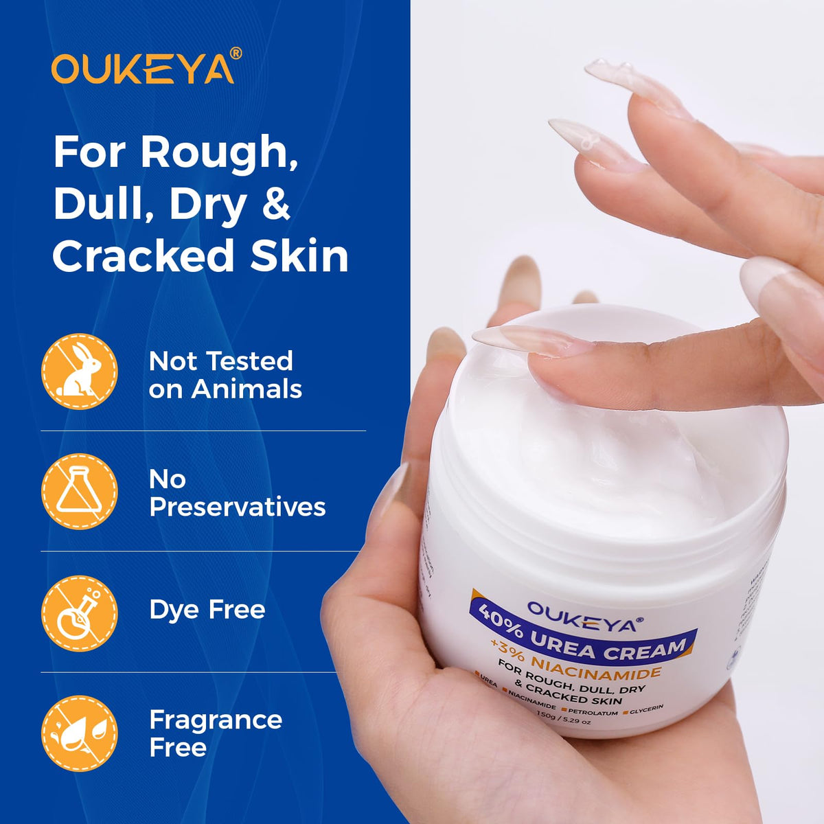 OUKEYA Urea Cream 40% ingredients close-up suggesting barrier-supporting formula