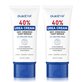 OUKEYA 40% urea cream tube with box showing hydration benefits.