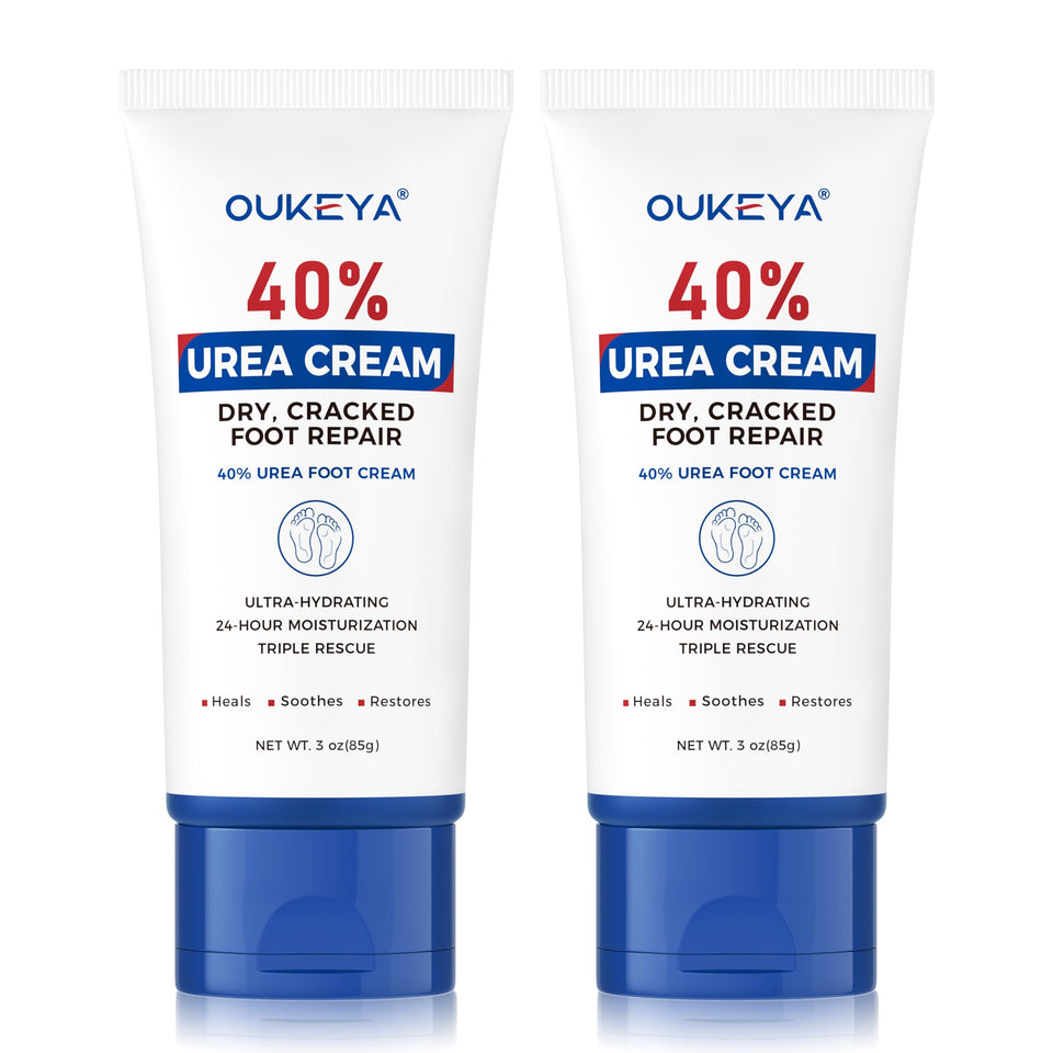 OUKEYA 40% urea cream tube with box showing hydration benefits.