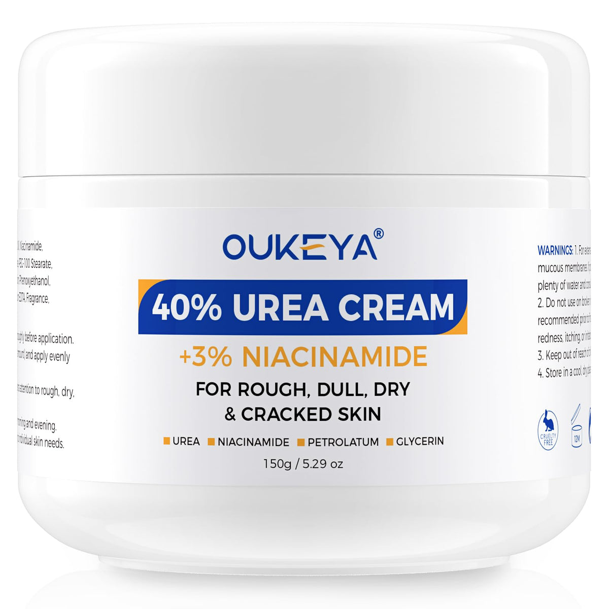 OUKEYA Urea Cream 40% tube front showing deep hydration for dry skin