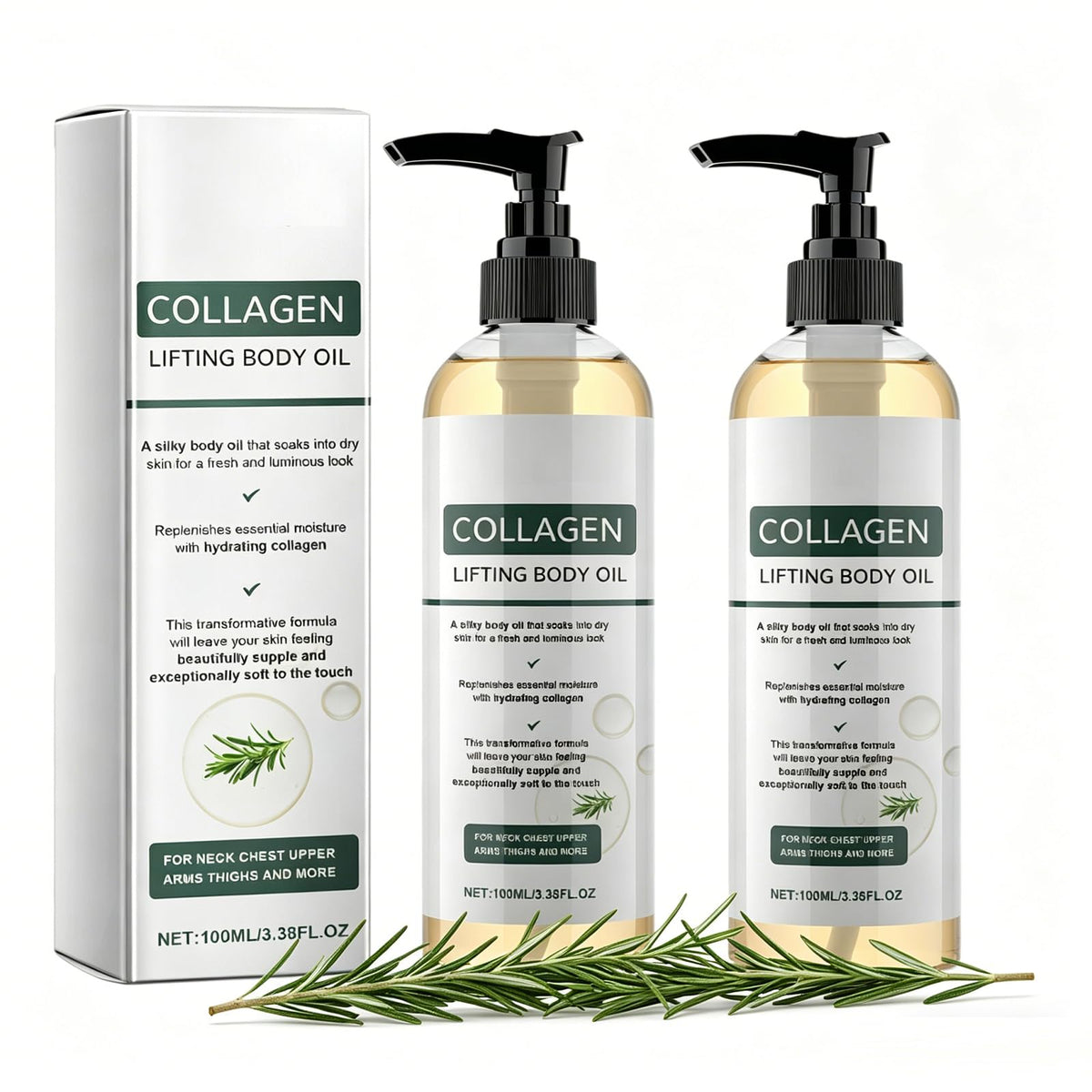 OUKPANE collagen lifting oil bottle promotes deep hydration for firmer-feeling skin.