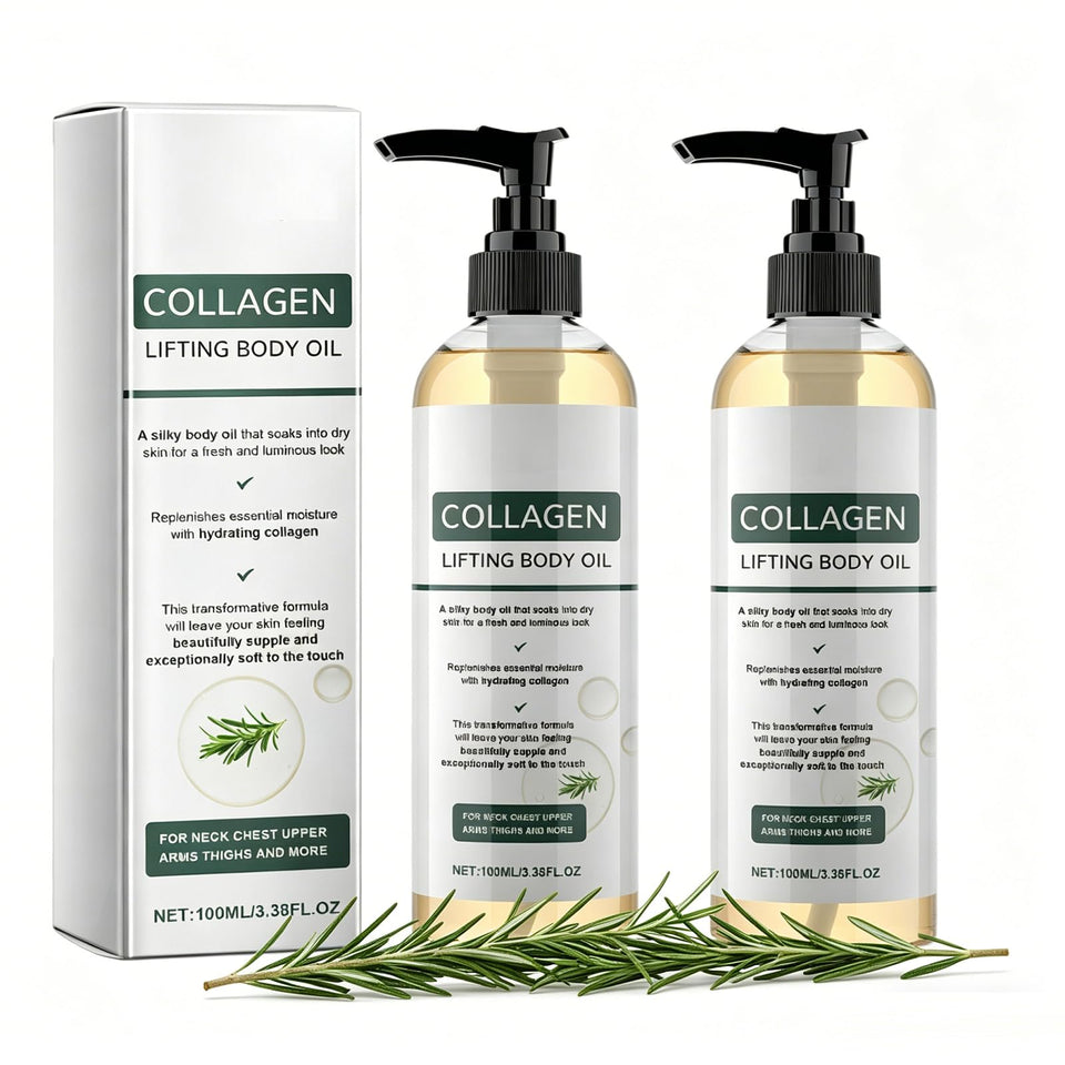 OUKPANE collagen lifting oil bottle promotes deep hydration for firmer-feeling skin.