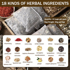 OULIGET 18-herbal-ingredients closeup showing authentic botanicals for a premium foot soak.