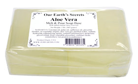 Our Earth's Secrets USA-made Aloe Vera Melt and Pour Base for vegan soap crafting.