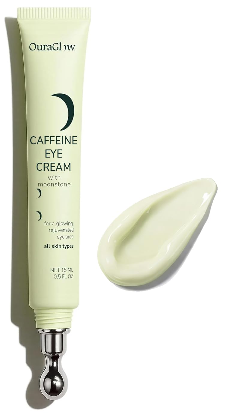 OURAGLOW caffeine eye cream with cooling tip for fast under-eye depuffing.