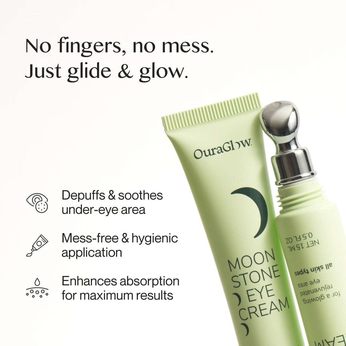 OURAGLOW daily-use under-eye cream works well under makeup for smoothness.