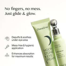 OURAGLOW daily-use under-eye cream works well under makeup for smoothness.