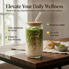 Ourelf 16oz Glass Cup for savoring beverages with a clear, elegant presentation.
