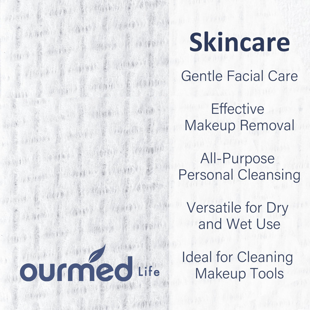 Ourmed Life biodegradable pack open shows easy access to lint-free towels for daily use.
