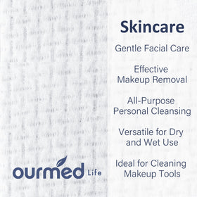 Ourmed Life biodegradable pack open shows easy access to lint-free towels for daily use.