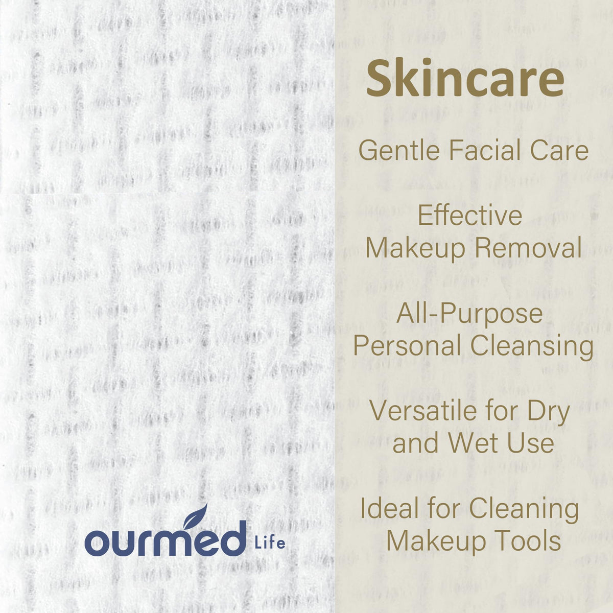 Ourmed Life face towels makeup removal: lint-free wipes that gently lift makeup without residue.