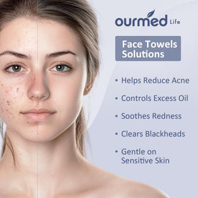Ourmed Life face towels during makeup removal demonstrating soft, effective cleansing.