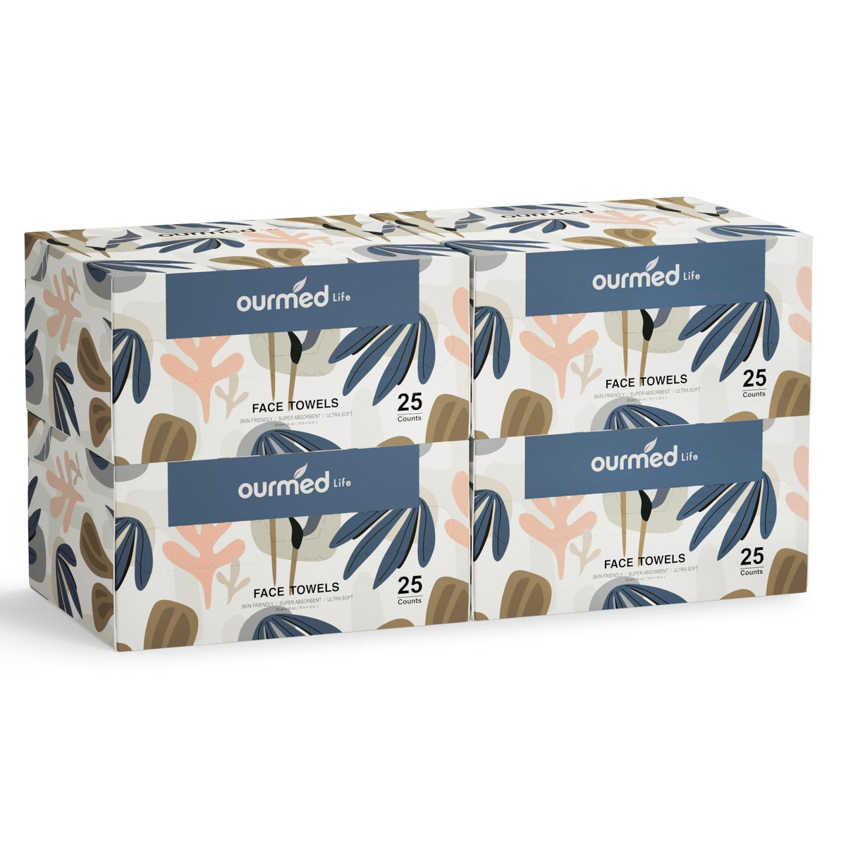 Ourmed Life face towels XL pack: ultra soft, ideal for daily cleansing and makeup removal.