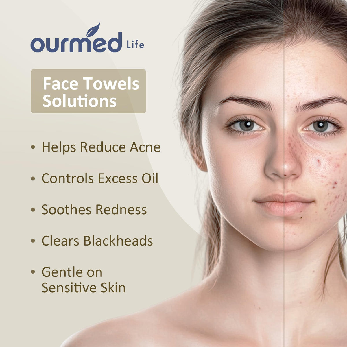 Ourmed Life lint-free face towels: premium safety with soft fabric for sensitive skin routines.
