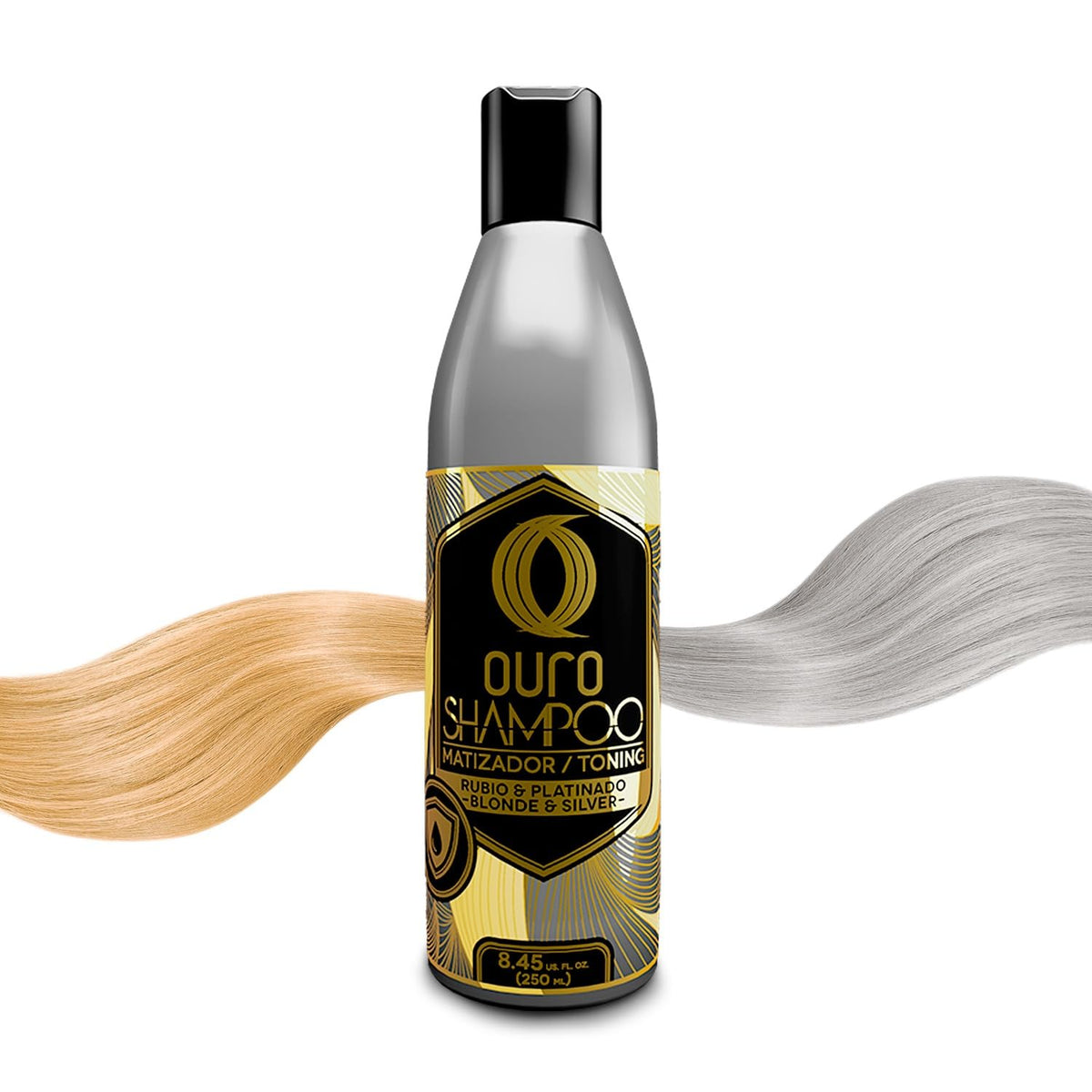 OURO Shampoo Toning bottle front view for blonde and gray hair care