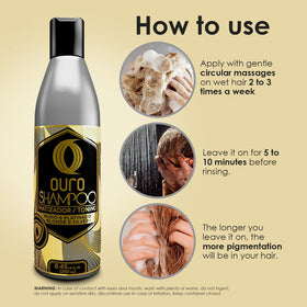 OURO Shampoo Toning packaging display communicates color-neutralizing benefits