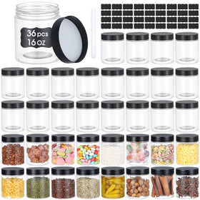 OUSHINAN 36-pack 16oz jars with matte black lids for airtight storage