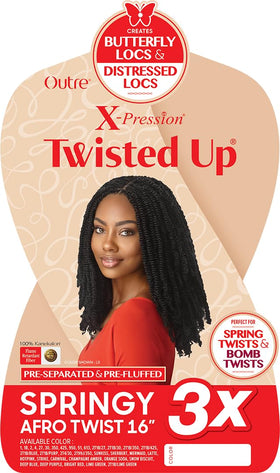 Outre Braids Twisted Up 16-inch for crochet styles and quick braids.