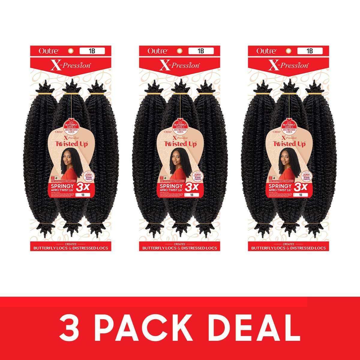 Outre Braids Twisted Up 16-inch tight, springy curls create lively movement.