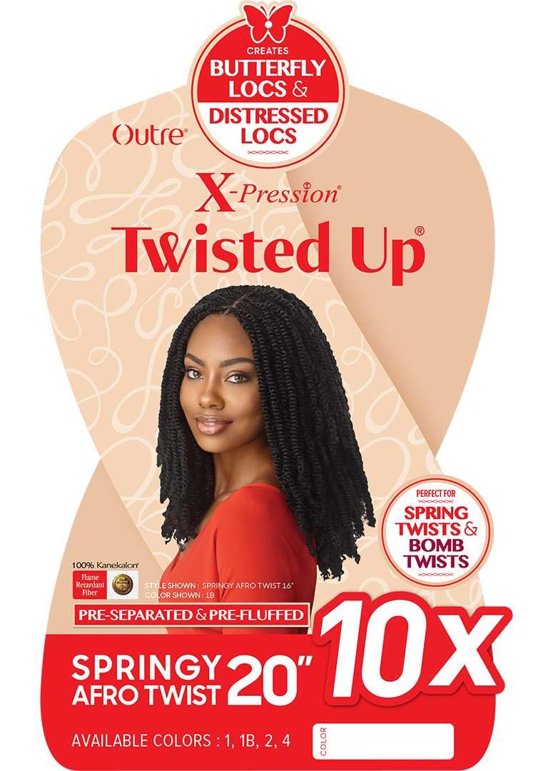 Outre Braids Twisted Up 20in off black 1B close-up curls showcasing springy, natural look