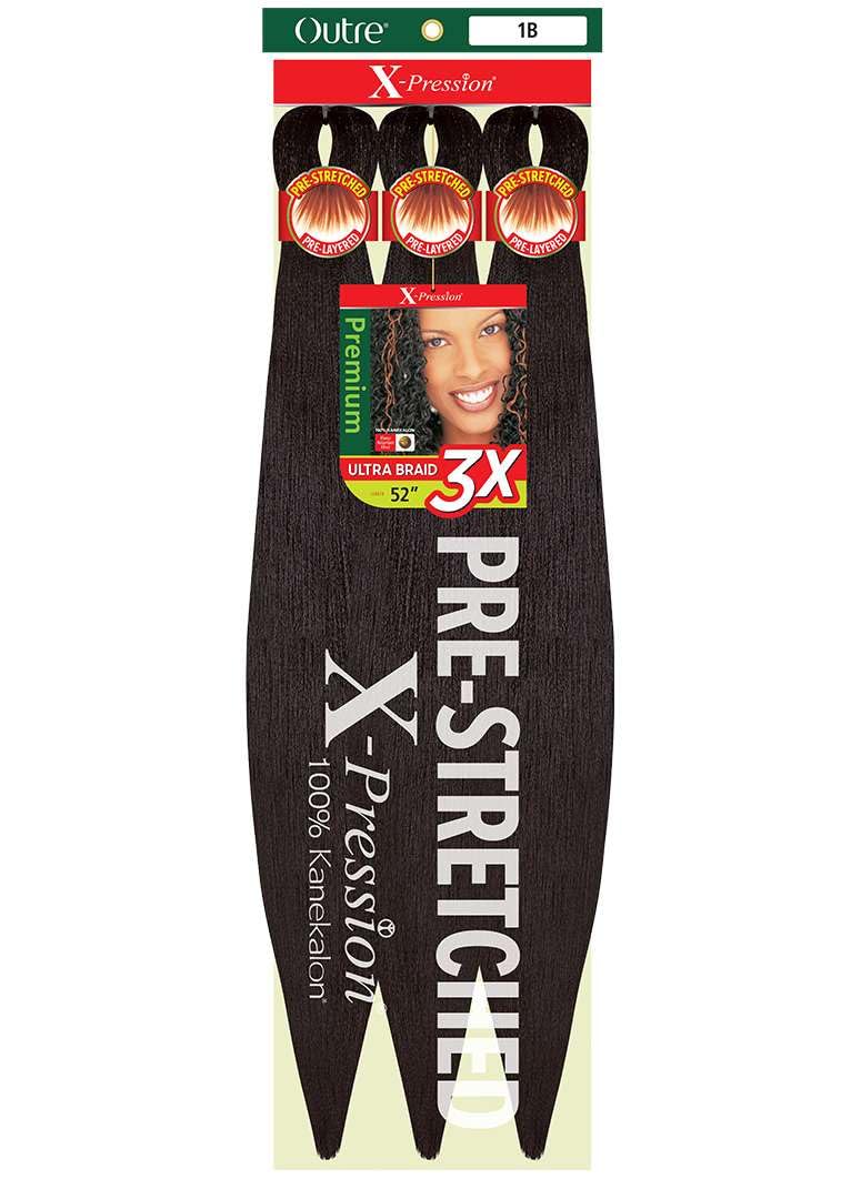 Outre X-Pression braid 52-inch on-off black, pre-stretched for quicker install