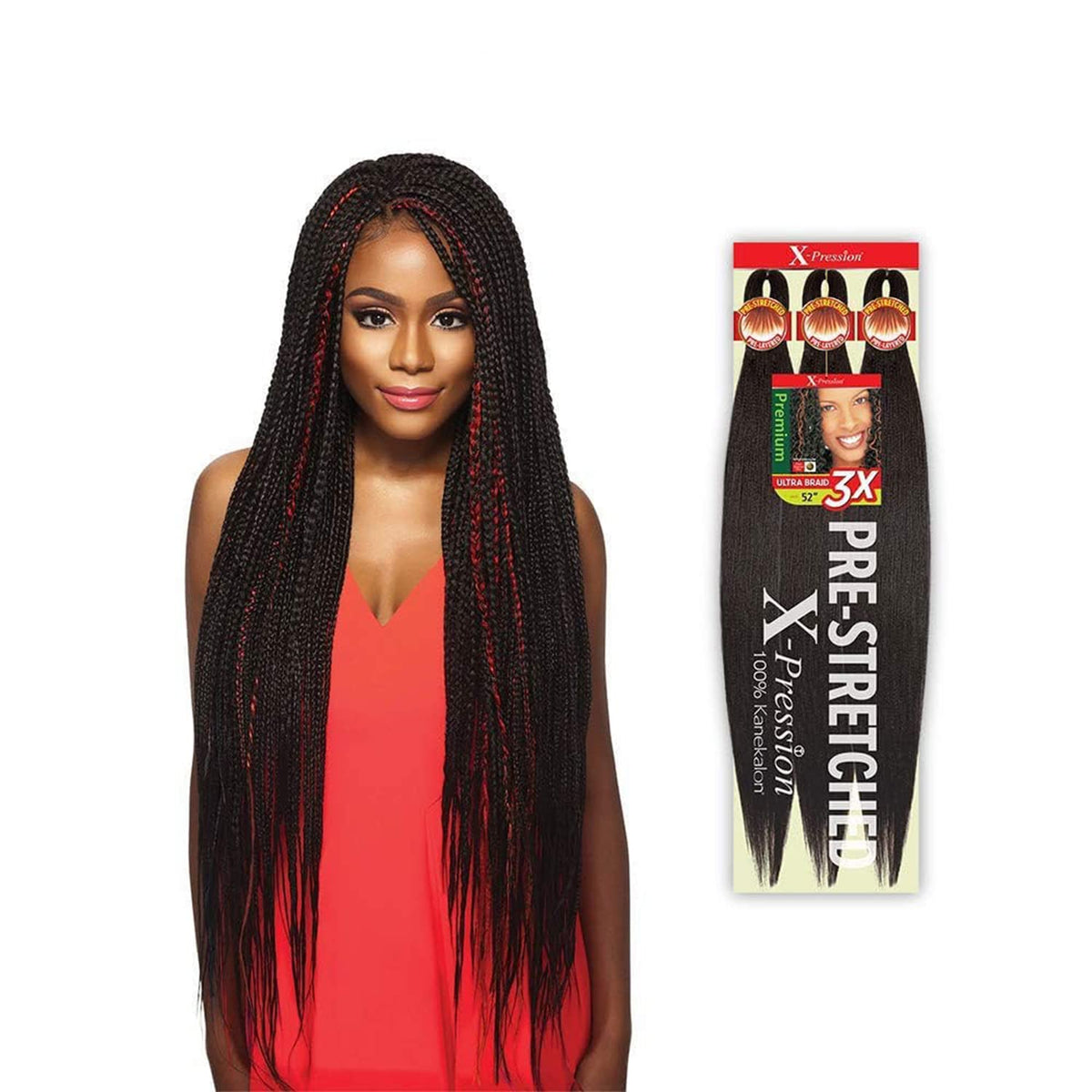 Outre Braids X-Pression Kanekaion 3X 42-inch length showcases natural drape.