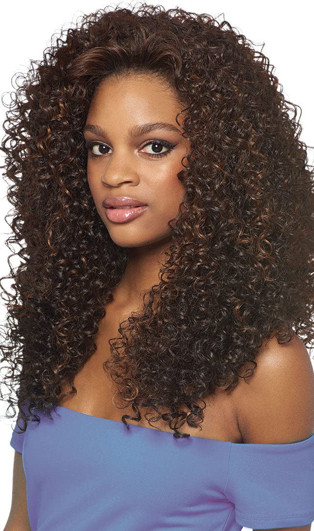 Outre Dominican Curly Bundle Batik wig front view shows quick, natural-looking styling