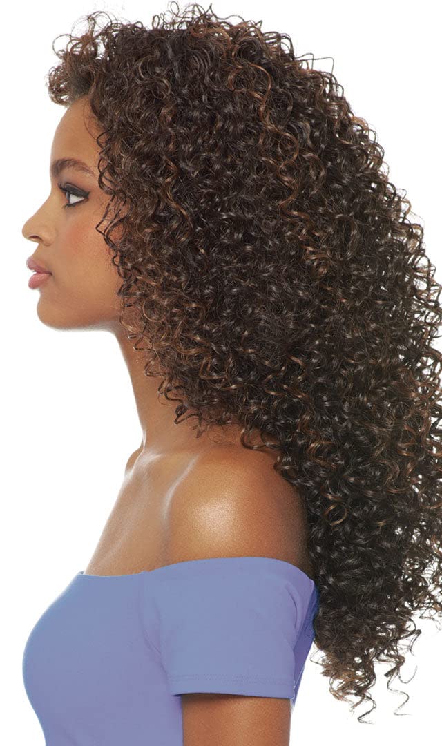 Outre Dominican Curly Bundle Batik wig side view highlights layered volume