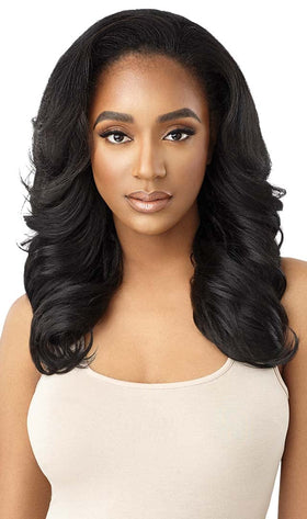 Outre Neesha H305 wig front view highlights natural texture and quick styling.