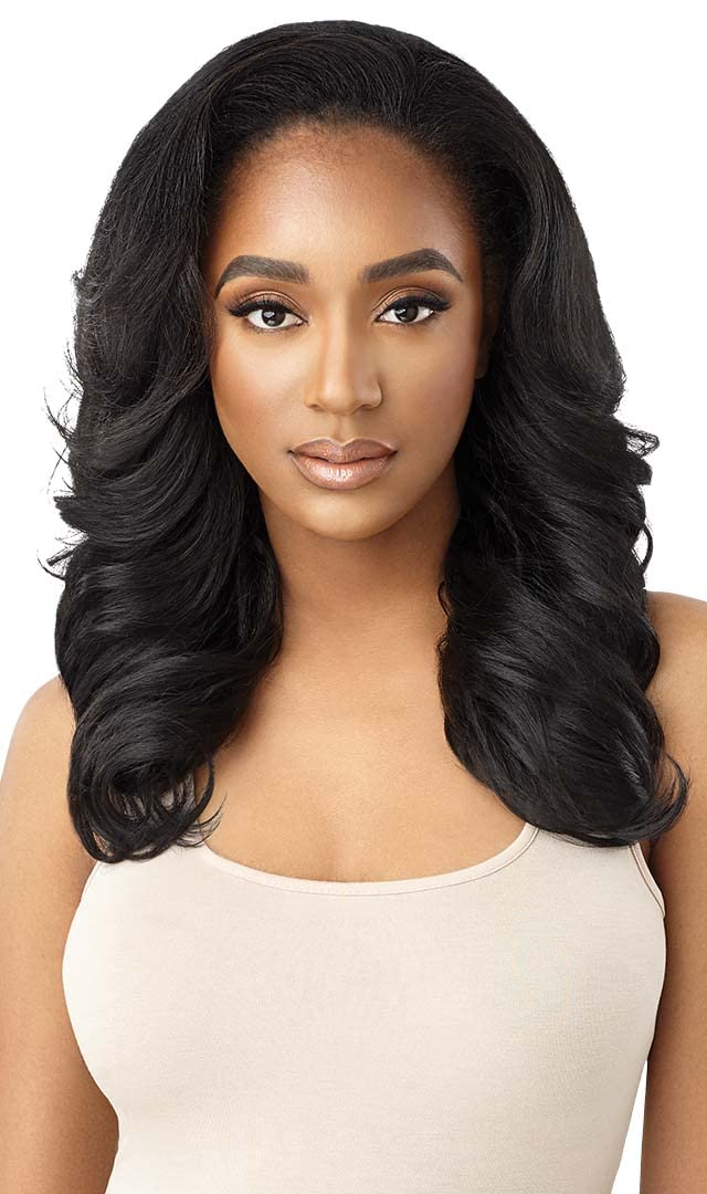 Outre Neesha H305 wig front view highlights natural texture and quick styling.
