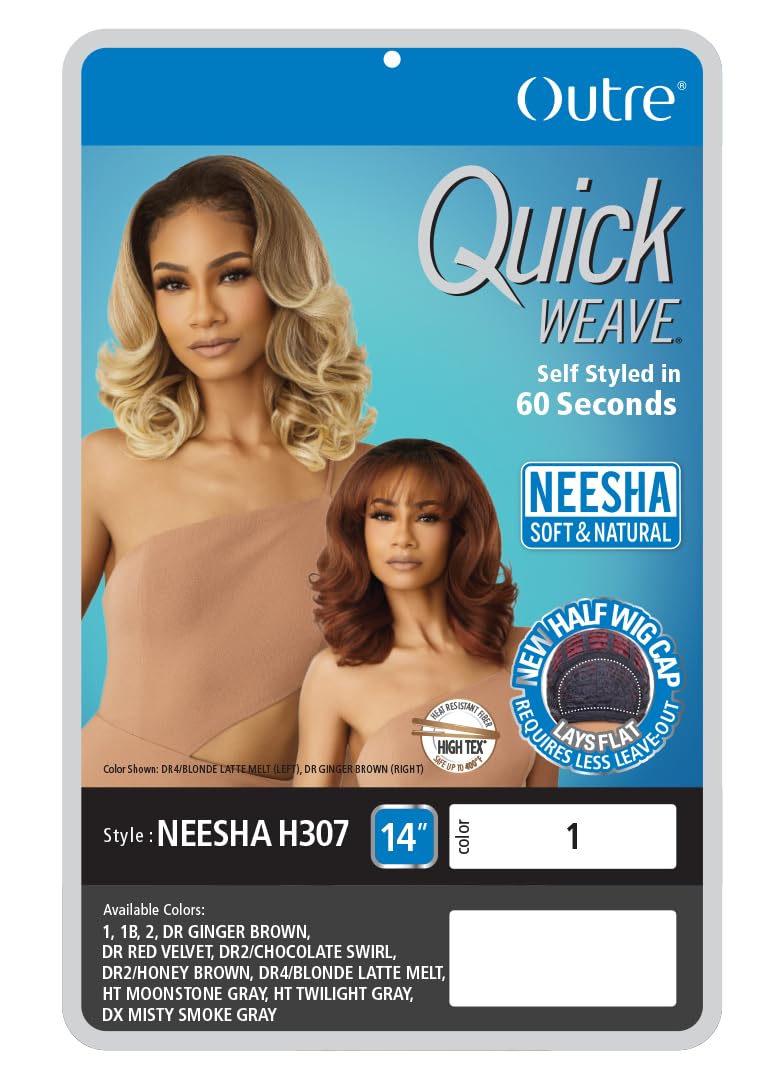 Outre Quick Weave Neesha H307 side curl in 1B Off Black for versatile daily wear.