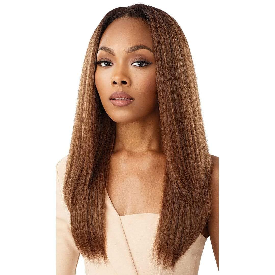 Outre Braids Neesha half-wig cap front view with natural lay and quick styling