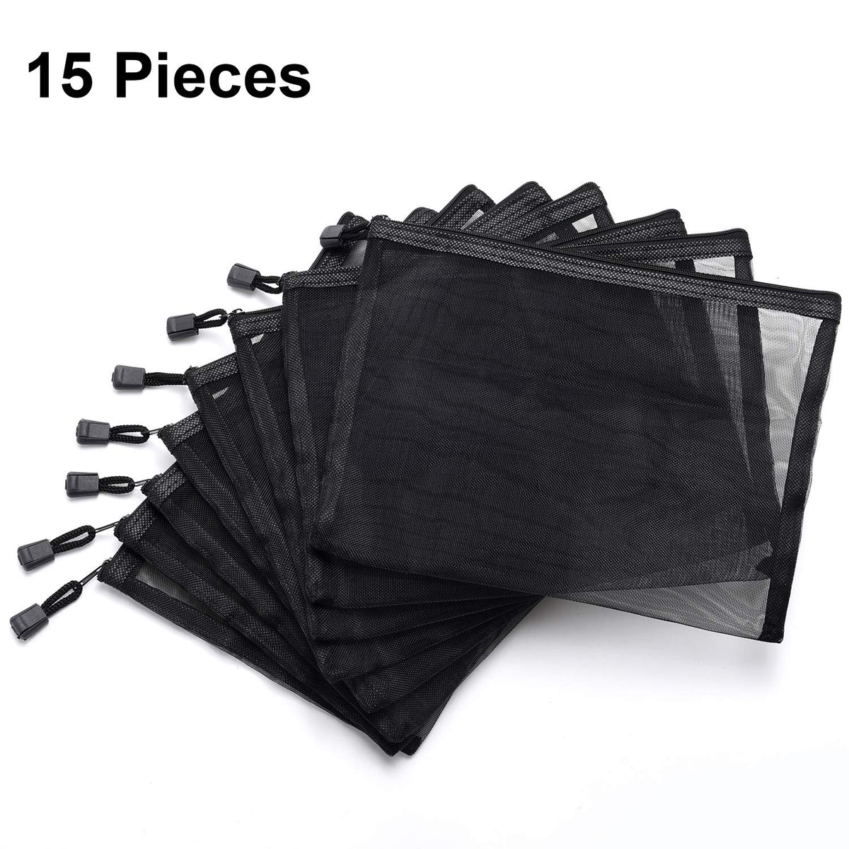 Outus cosmetic pouch in mesh for travel organization and compact packing.