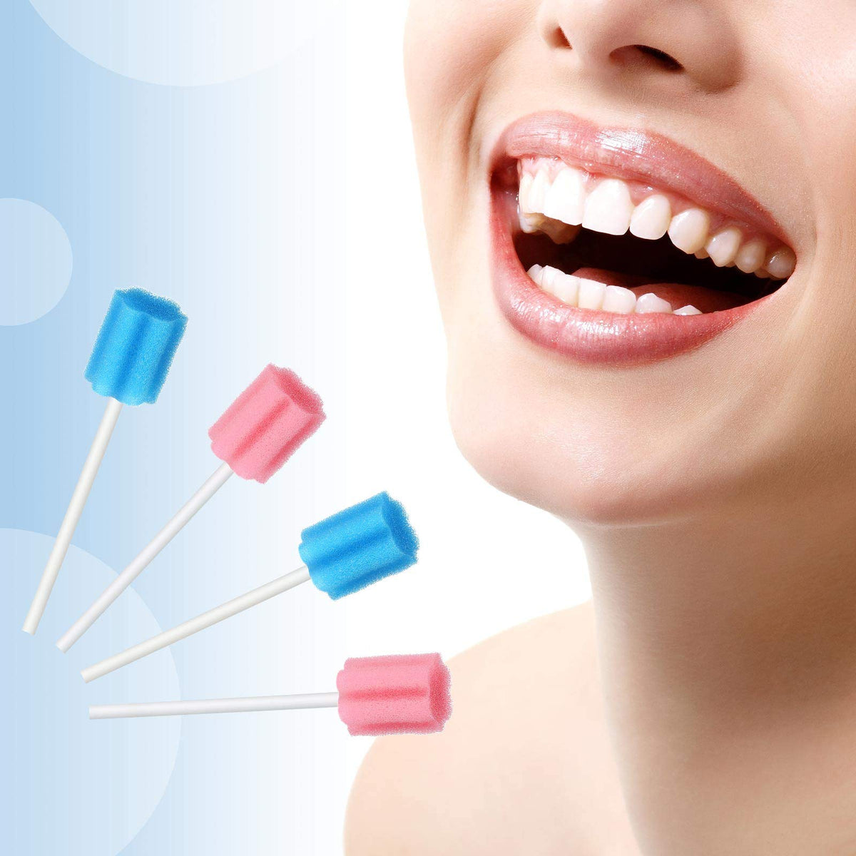 Two-tone blue and pink Outus swabs with sturdy handle for daily use