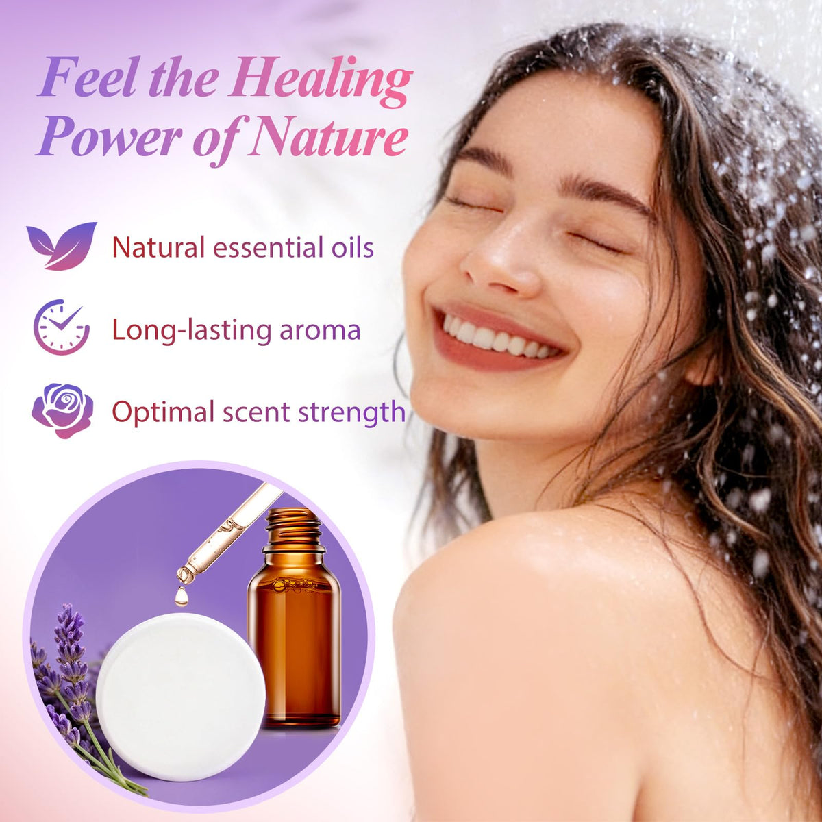 Ouwuni eucalyptus-mint shower steamer close-up, uplifting aromatherapy.