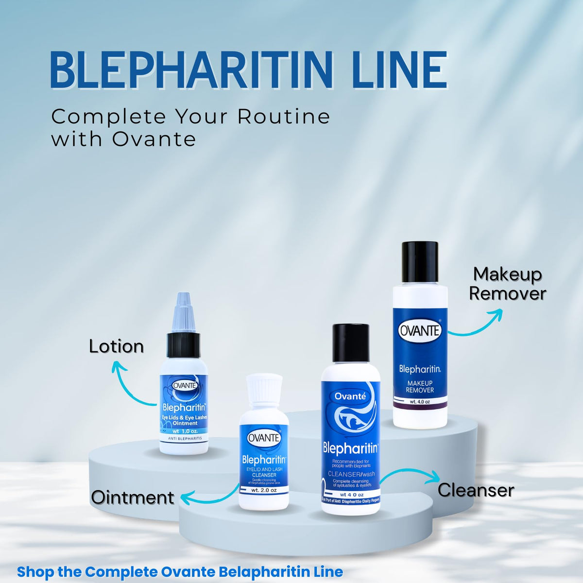 OVANTE Blepharitin eye care routine supports calm, moisturized eyelids.