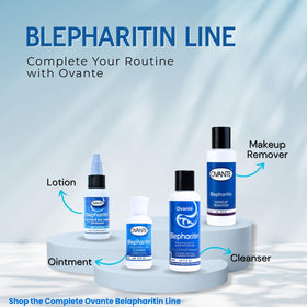 OVANTE Blepharitin eye care routine supports calm, moisturized eyelids.