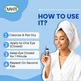 OVANTE Blepharitin application on eyelid suggests soothing, non-irritating use.
