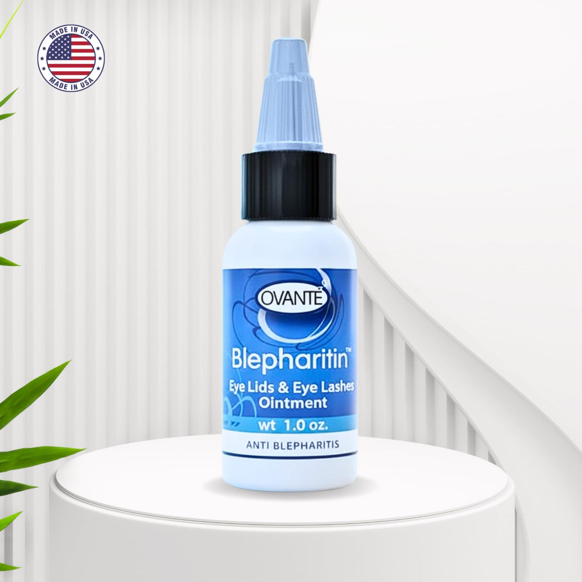 OVANTE Blepharitin pump-dispense demonstrates easy daily eyelid application.
